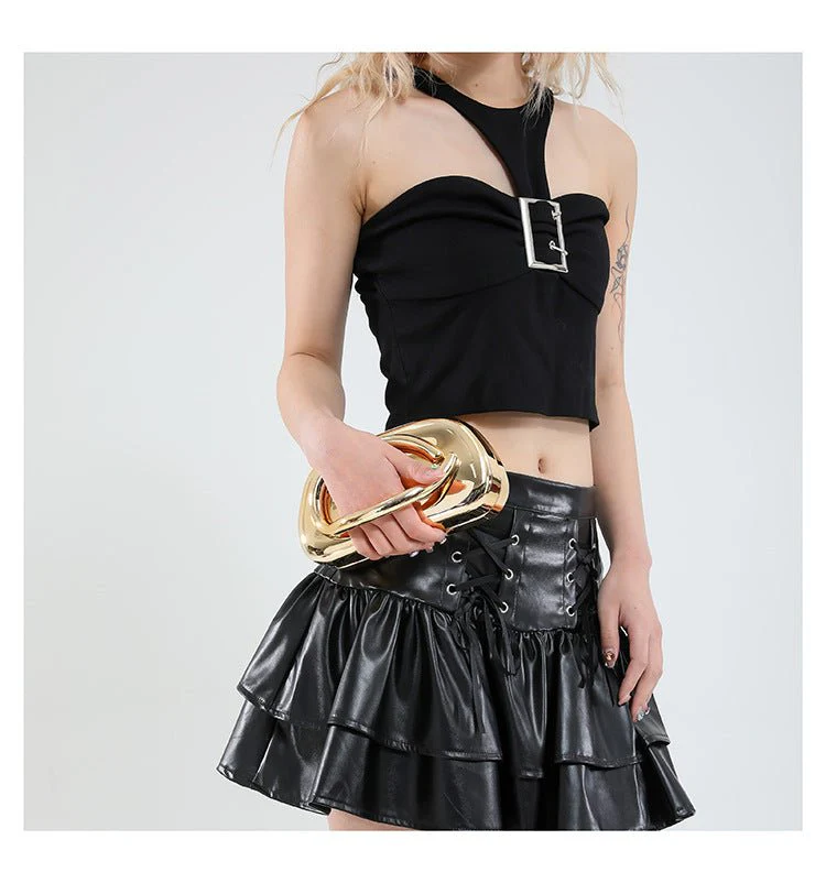 Acrylic Evening Clutch | Metallic Handle Party Bag with Chain Strap(MAC354) - Image 31
