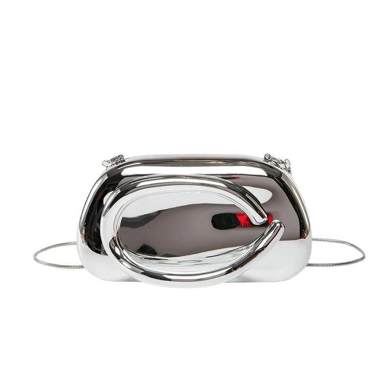 Acrylic Evening Clutch | Metallic Handle Party Bag with Chain Strap(MAC354) - Image 5