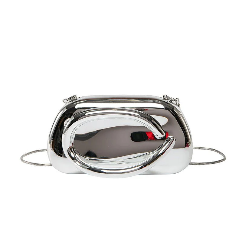 Acrylic Evening Clutch | Metallic Handle Party Bag with Chain Strap(MAC354) - Image 7