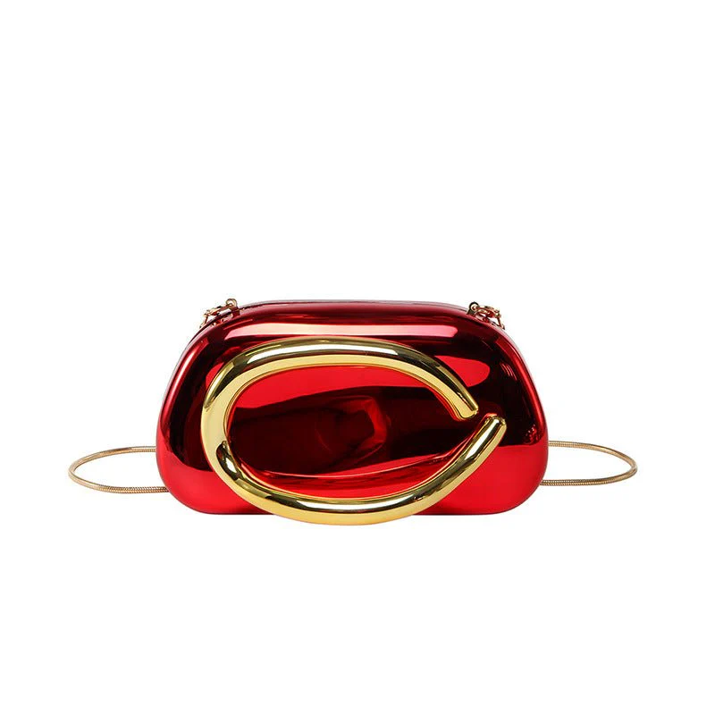 Acrylic Evening Clutch | Metallic Handle Party Bag with Chain Strap(MAC354) - Image 9