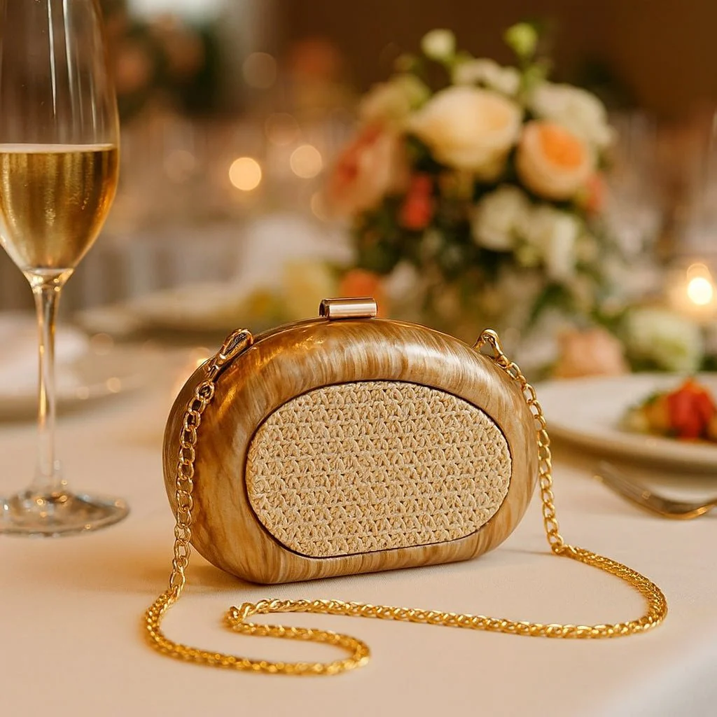 Acrylic Shell Clutch with Woven Inset(MAC372) - Image 2