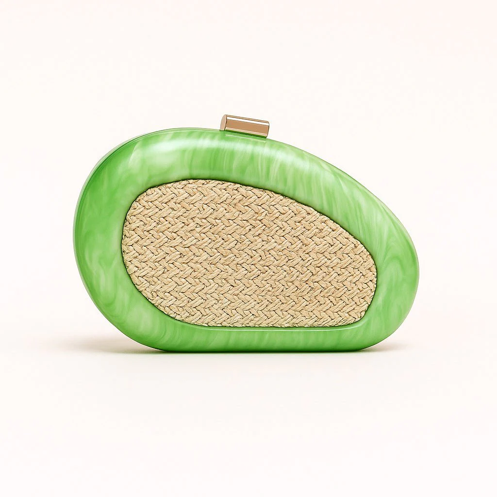 Acrylic Shell Clutch with Woven Inset(MAC372) - Image 5
