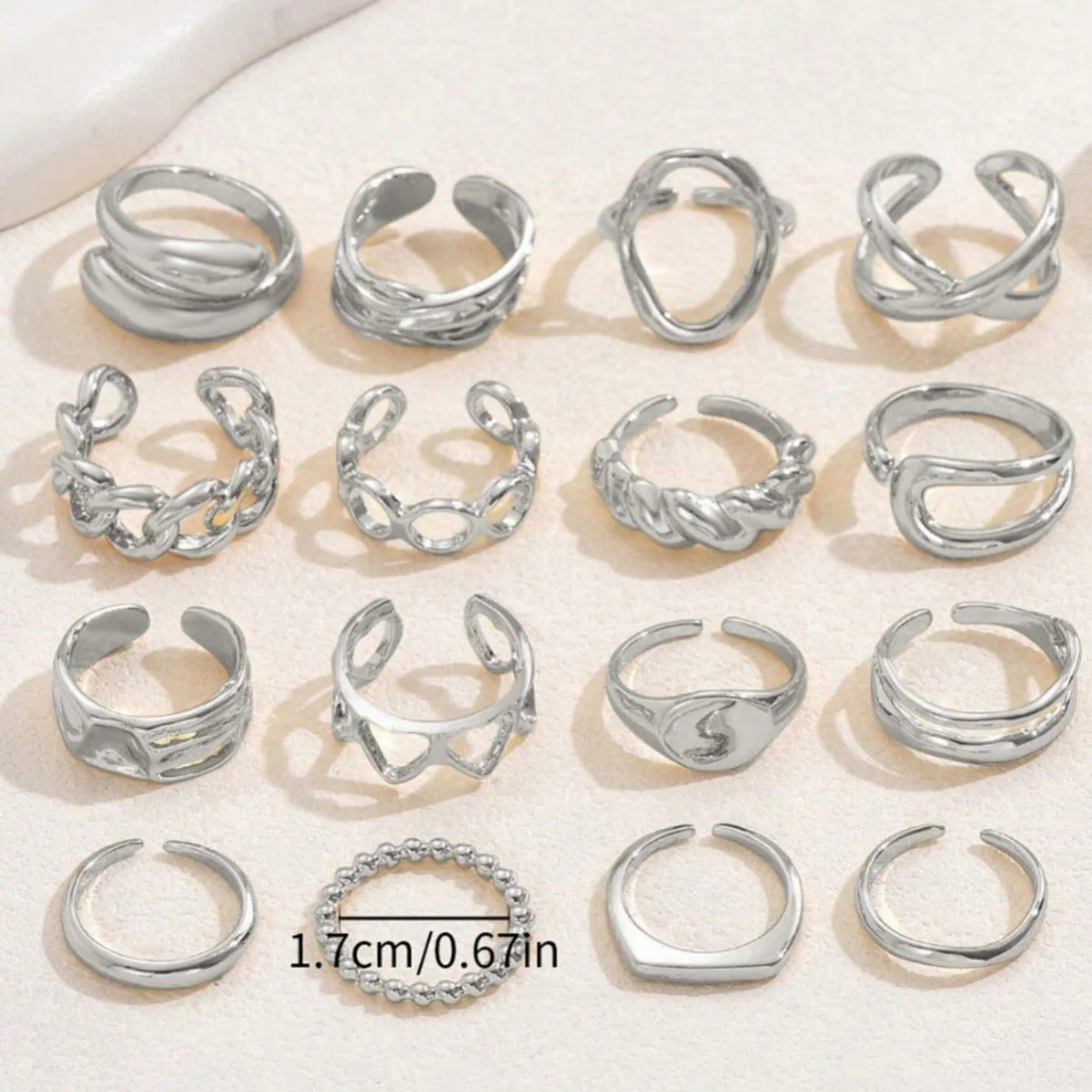 Adjustable Open Ring Set Trendy & Versatile Stackable Rings (MAC414) - Image 4