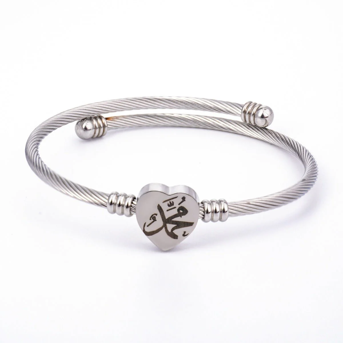 Allah Heart Bracelet Set Islamic Calligraphy Jewelry with Twisted Rope Design (MAC246) - Image 6