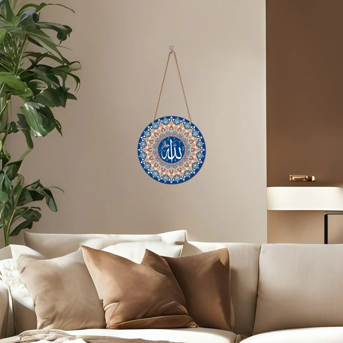 Arabic Calligraphy Art Decor Islamic Wooden Round Wall Hanging (MAC408) - Image 3