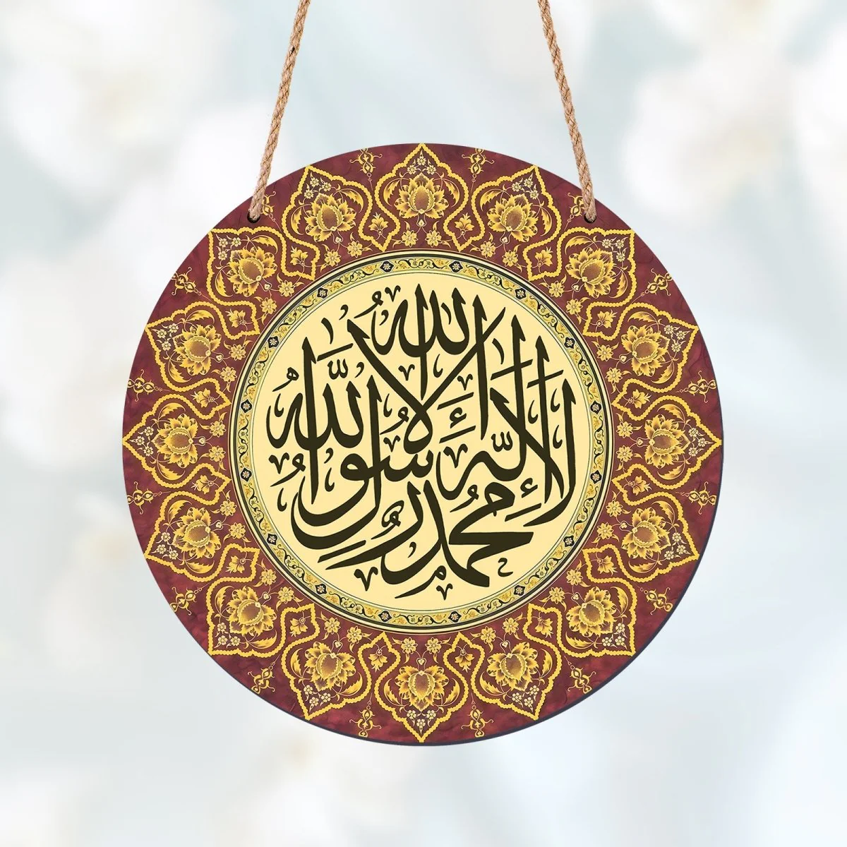 Arabic Calligraphy Art Decor Islamic Wooden Round Wall Hanging (MAC408) - Image 5