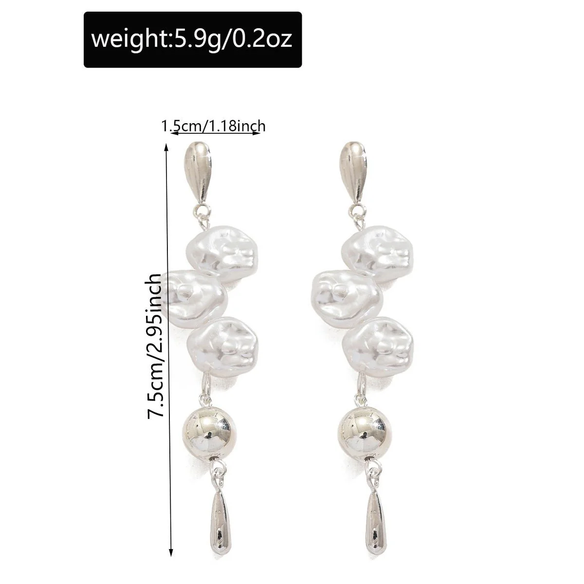 Artistic Asymmetric Pearl Drop Earrings (MAC325) - Image 5