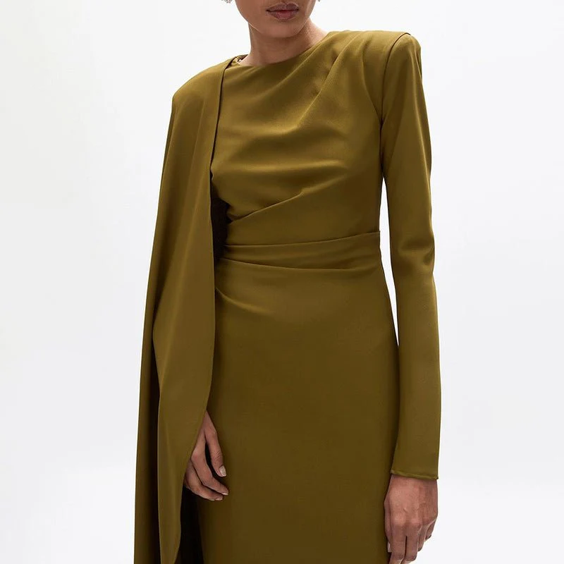Asymmetric Cape Gown with Back Slit(MS216) - Image 2