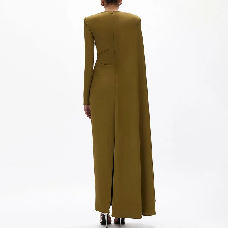 Asymmetric Cape Gown with Back Slit(MS216) - Image 4