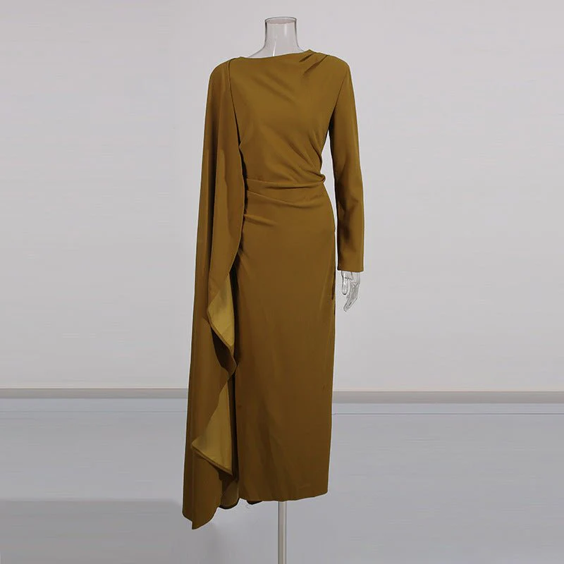 Asymmetric Cape Gown with Back Slit(MS216) - Image 5
