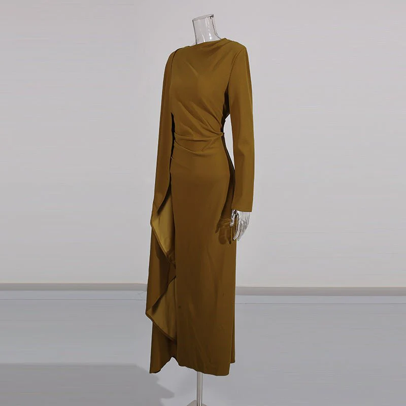 Asymmetric Cape Gown with Back Slit(MS216) - Image 6