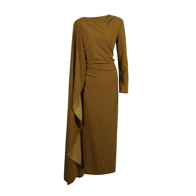 Asymmetric Cape Gown with Back Slit(MS216) - Image 8