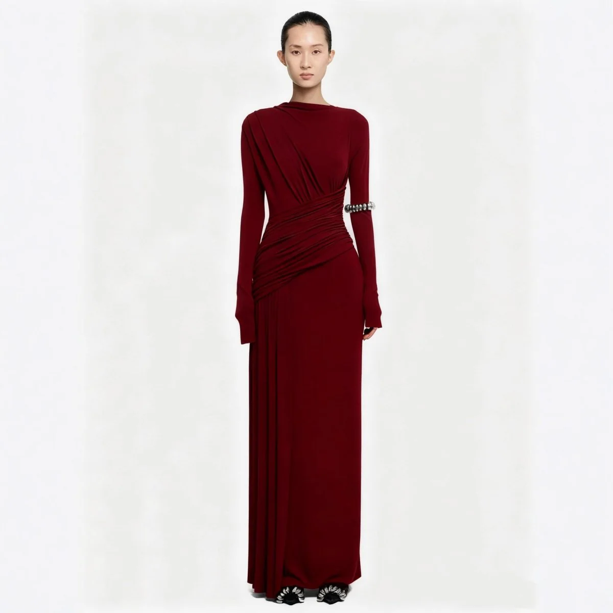Asymmetric Draped Evening Gown(MS220) - Image 3