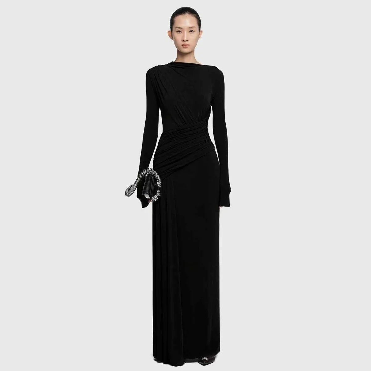 Asymmetric Draped Evening Gown(MS220) - Image 4