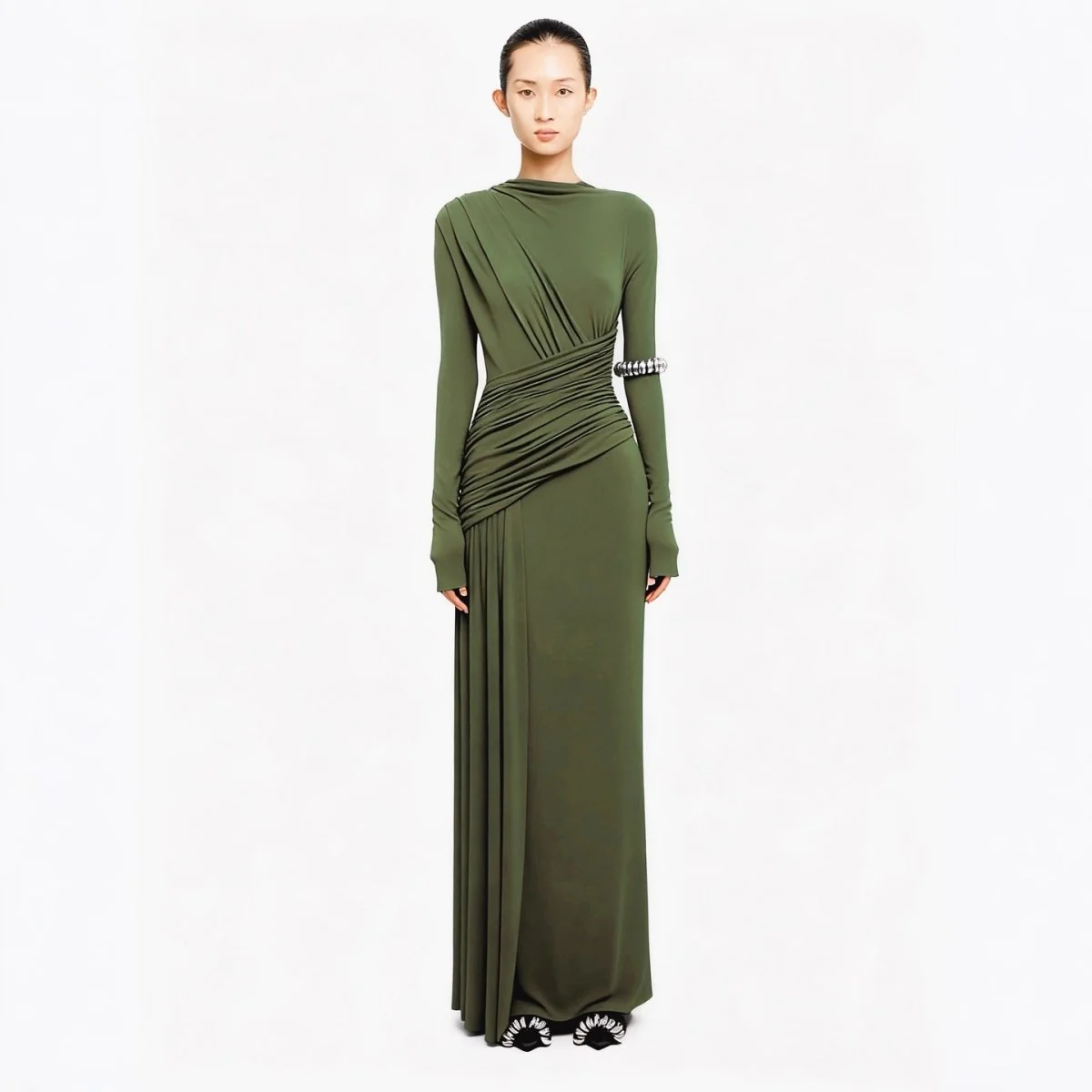 Asymmetric Draped Evening Gown(MS220) - Image 5