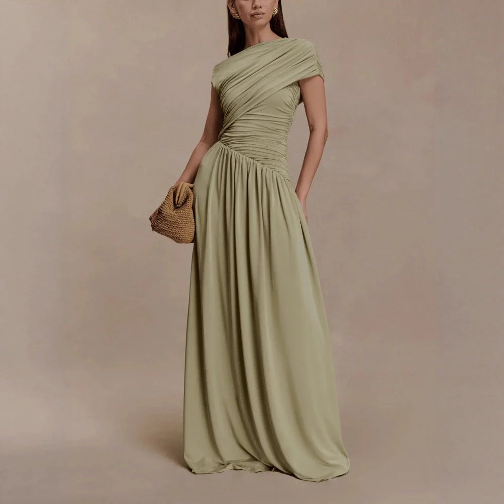Asymmetric Draped Maxi Dress(MS352) - Image 3