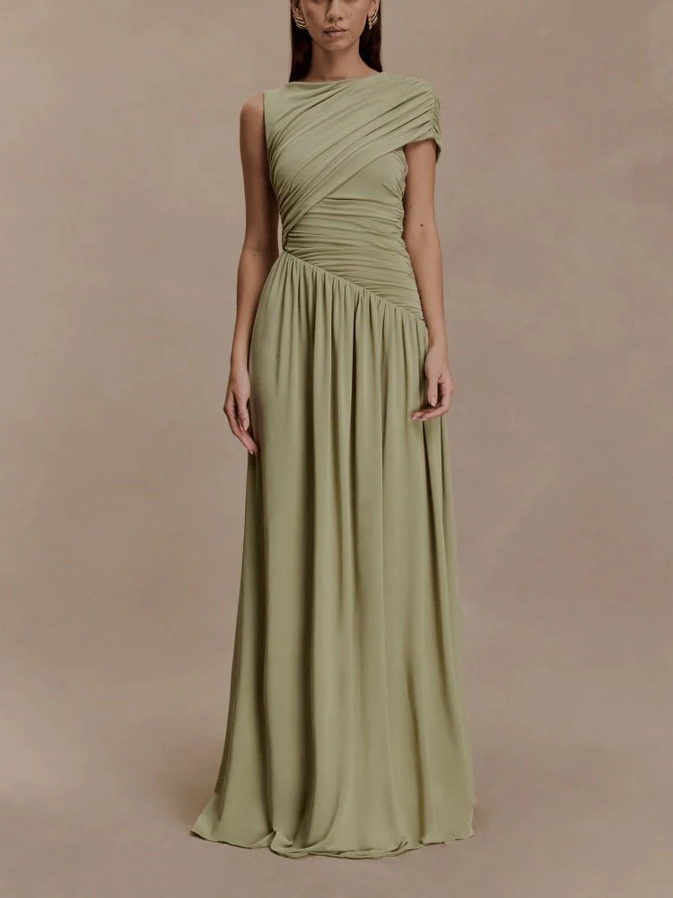Asymmetric Draped Maxi Dress(MS352) - Image 5