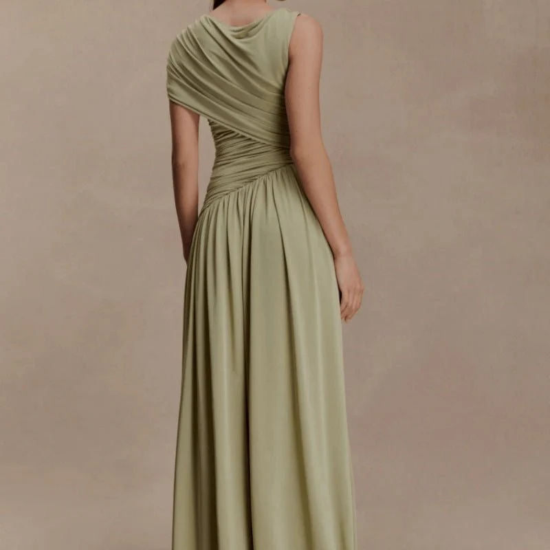 Asymmetric Draped Maxi Dress(MS352) - Image 6