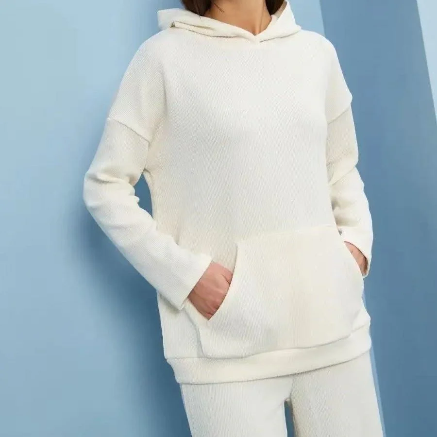 Athletic Hoodie & Pants Set | Wide Sleeve Sweatshirt with Pockets & Drawstring Pants(MS141) - Image 10