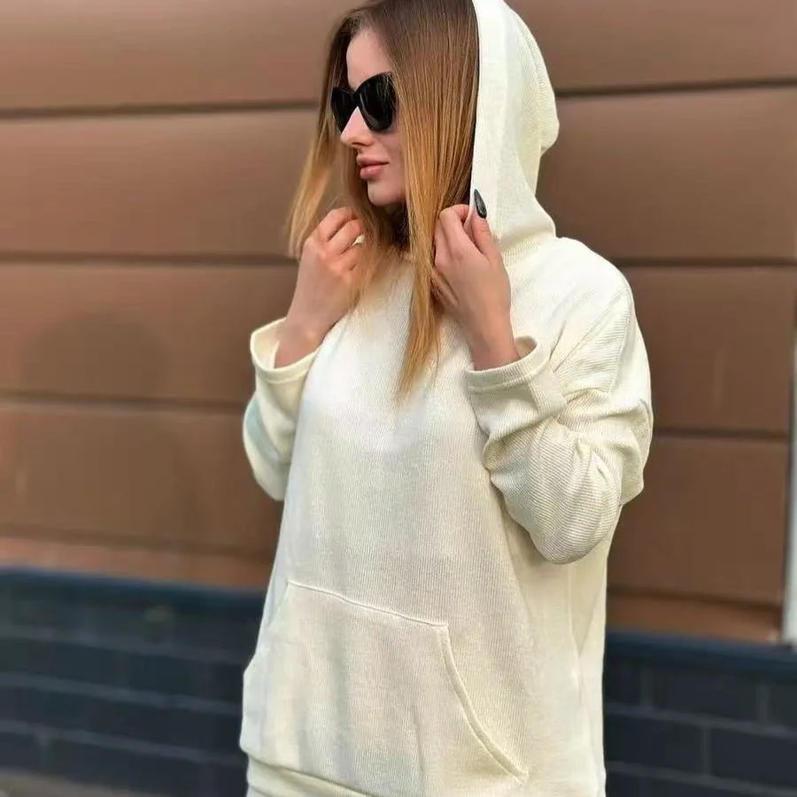 Athletic Hoodie & Pants Set | Wide Sleeve Sweatshirt with Pockets & Drawstring Pants(MS141) - Image 3