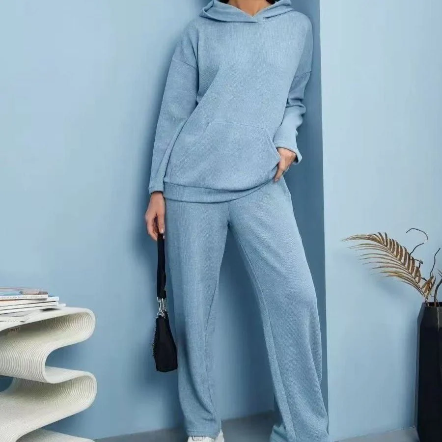 Athletic Hoodie & Pants Set | Wide Sleeve Sweatshirt with Pockets & Drawstring Pants(MS141) - Image 5