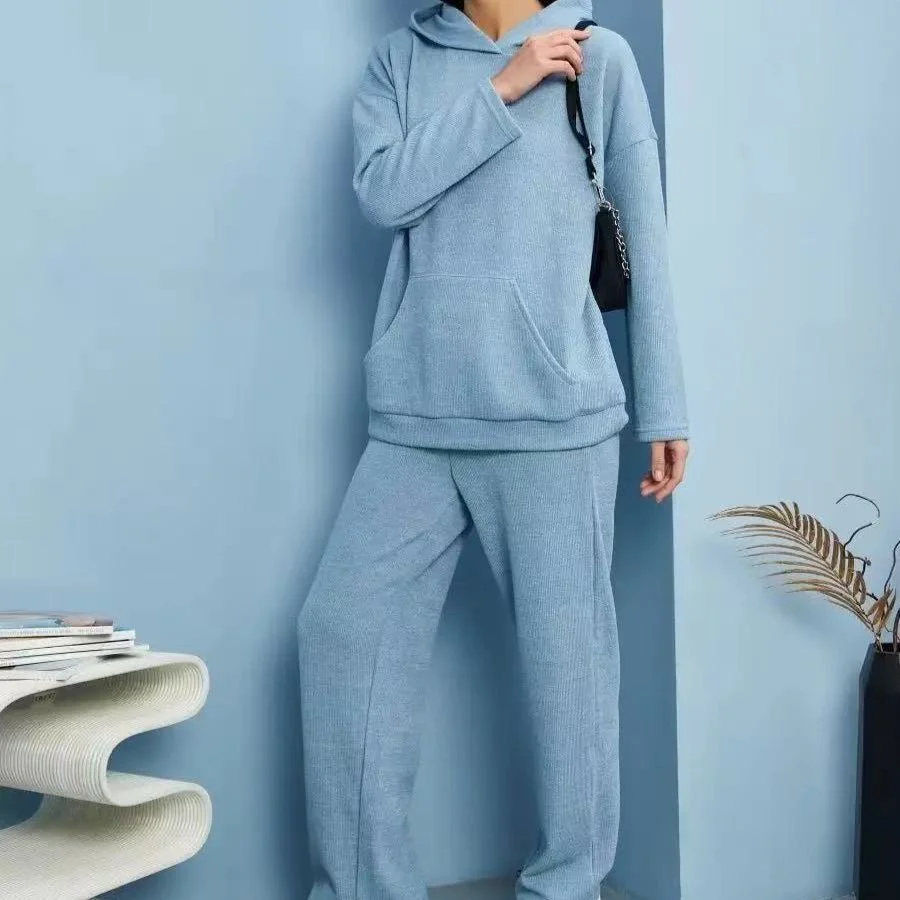 Athletic Hoodie & Pants Set | Wide Sleeve Sweatshirt with Pockets & Drawstring Pants(MS141) - Image 6
