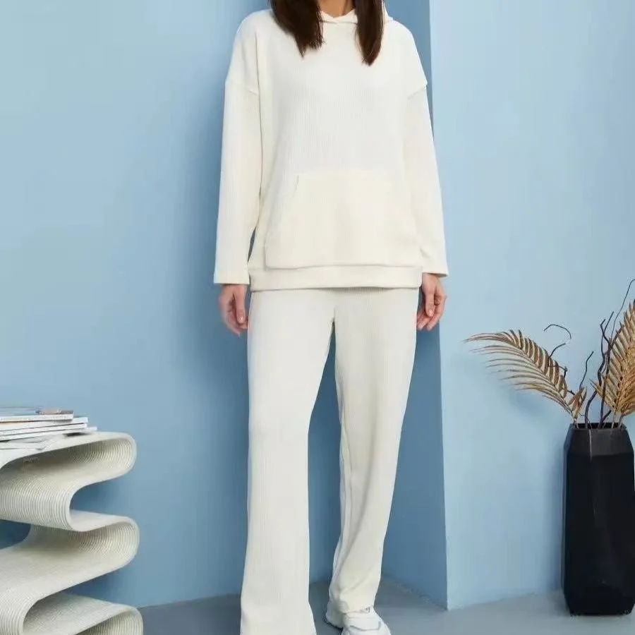 Athletic Hoodie & Pants Set | Wide Sleeve Sweatshirt with Pockets & Drawstring Pants(MS141) - Image 9