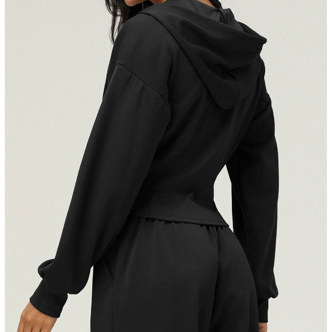 Athletic Zip-Up Hoodie Jacket | Cinched Waist Yoga Top with Pockets(MS169) - Image 15