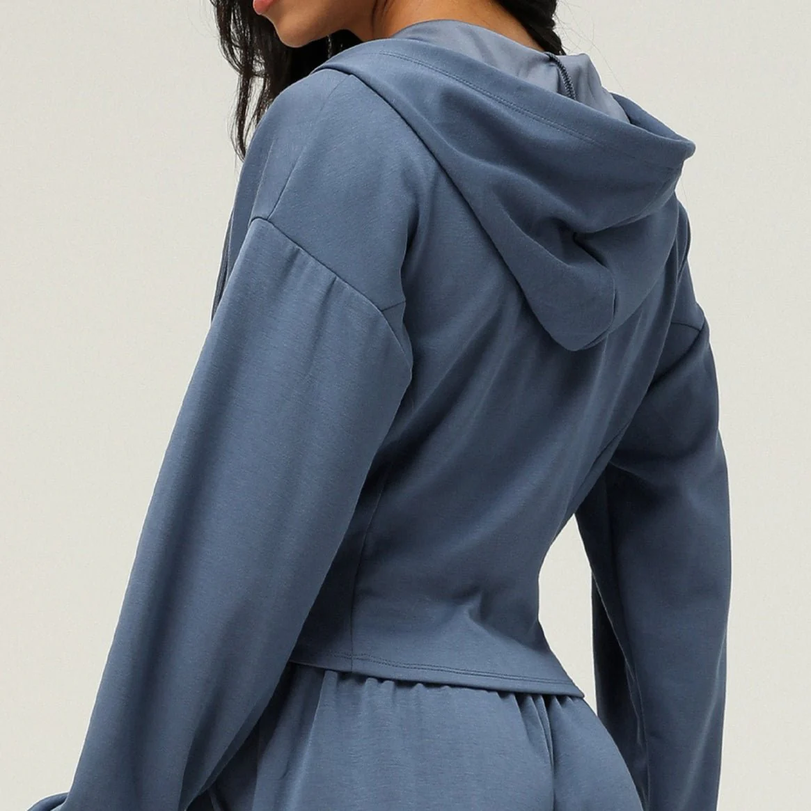 Athletic Zip-Up Hoodie Jacket | Cinched Waist Yoga Top with Pockets(MS169) - Image 7