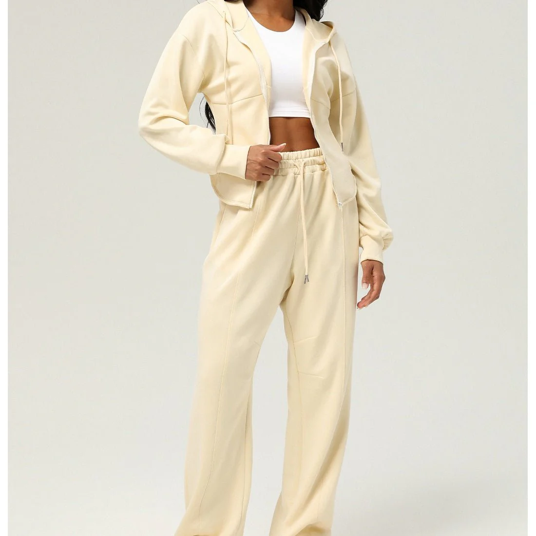 Athletic Zip-Up Hoodie Jacket | Cinched Waist Yoga Top with Pockets(MS169) - Image 9