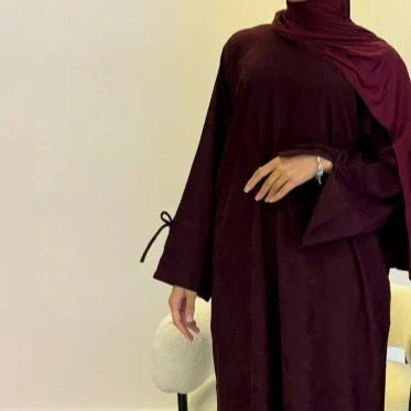 Autumn Bow-Sleeve Corduroy Abaya | Modest Muslim Women's Luxury Wear(MA248) - Image 10