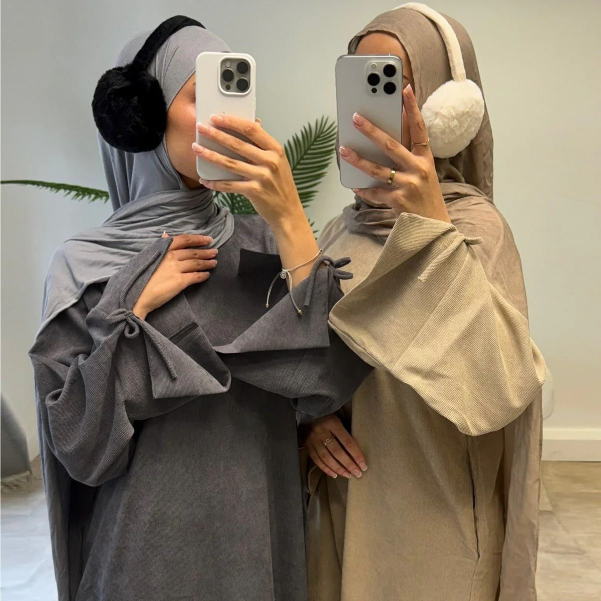 Autumn Bow-Sleeve Corduroy Abaya | Modest Muslim Women's Luxury Wear(MA248) - Image 3