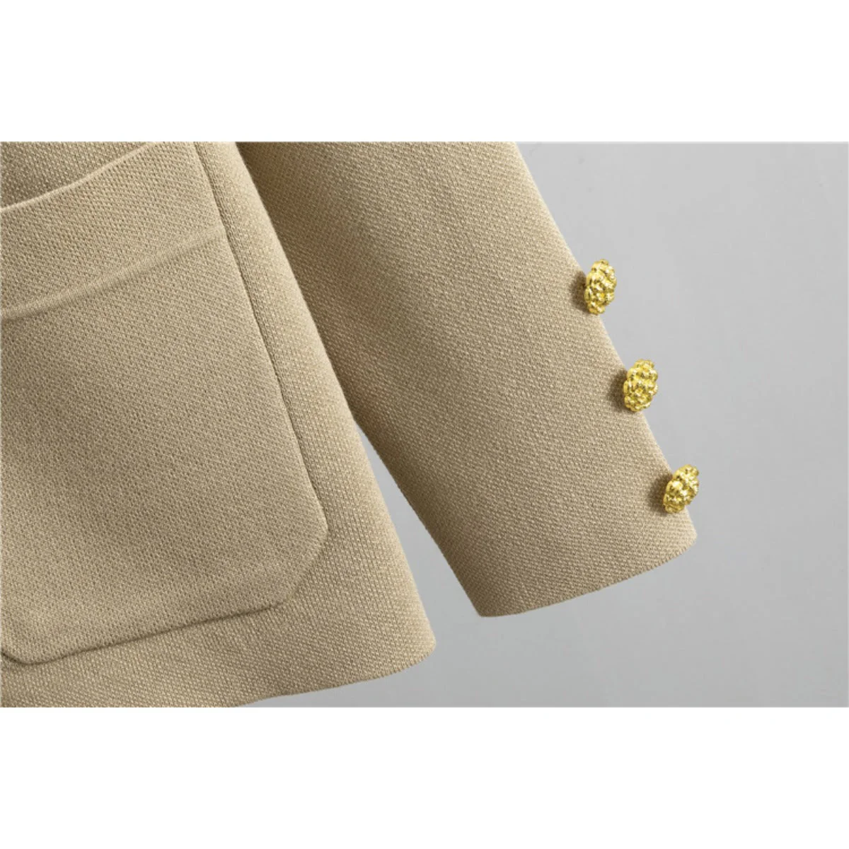Autumn-Winter Knit V-Neck Gold Button Cardigan Two-Piece Set (MS089) - Image 10