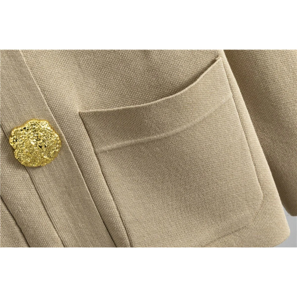 Autumn-Winter Knit V-Neck Gold Button Cardigan Two-Piece Set (MS089) - Image 12