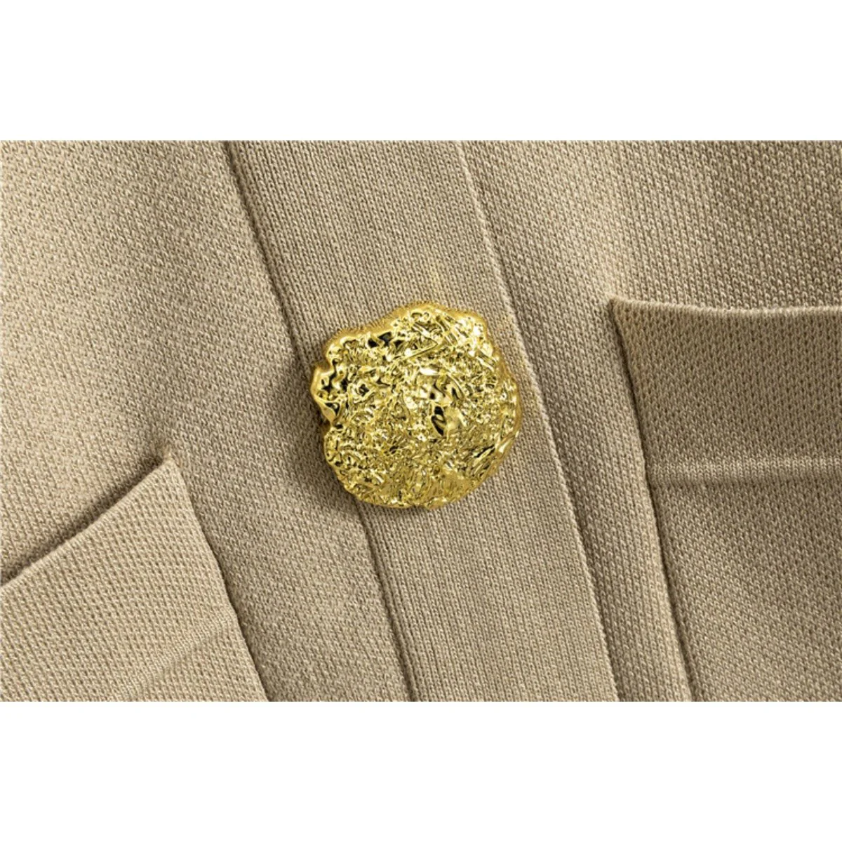 Autumn-Winter Knit V-Neck Gold Button Cardigan Two-Piece Set (MS089) - Image 13