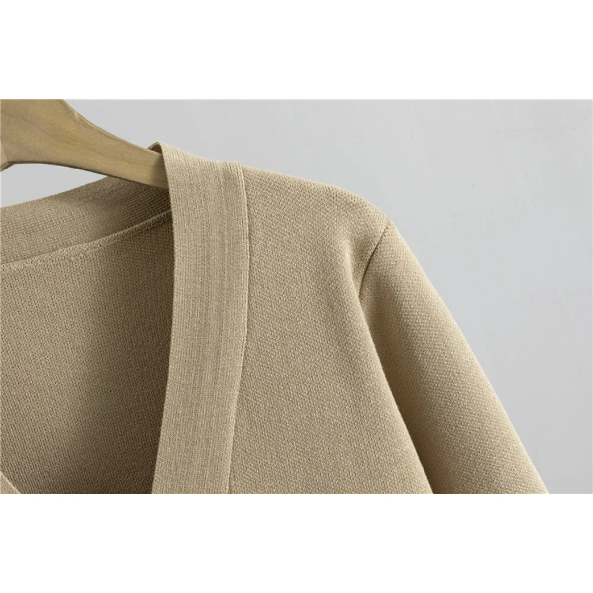 Autumn-Winter Knit V-Neck Gold Button Cardigan Two-Piece Set (MS089) - Image 9