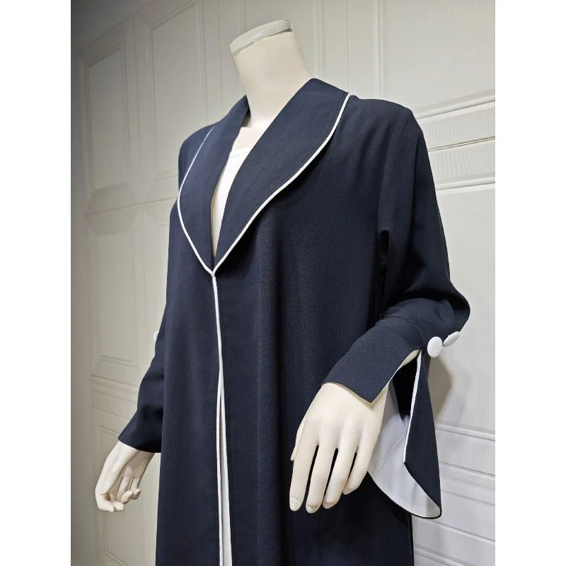 Autumn & Winter Long Dress with Open Front | Solid Color Pleated Abaya Cardigan (MOA218) - Image 26