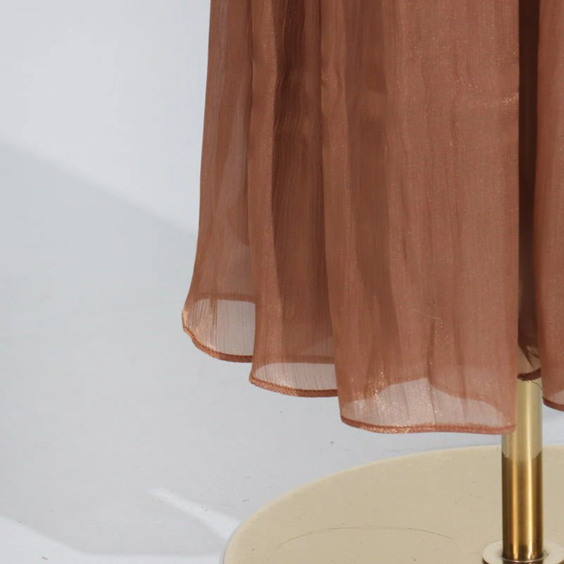 Balloon Sleeve Tie-Neck Maxi Dress(MS303) - Image 15