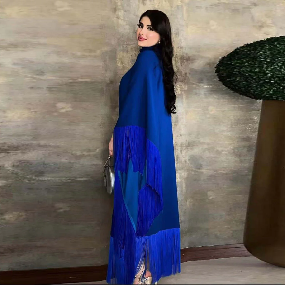 Bat Sleeve Tassel Kaftan | Party Dress with Flowy Fringe Details (MA288) - Image 11