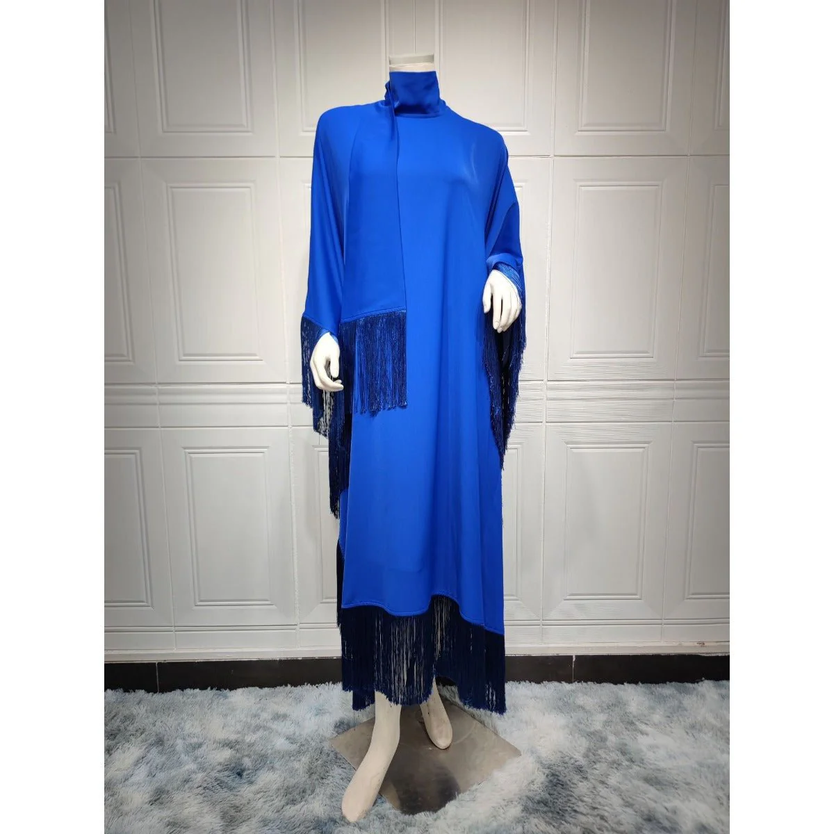 Bat Sleeve Tassel Kaftan | Party Dress with Flowy Fringe Details (MA288) - Image 12