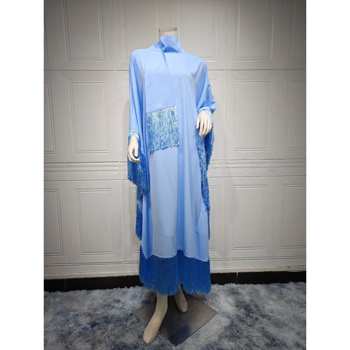 Bat Sleeve Tassel Kaftan | Party Dress with Flowy Fringe Details (MA288) - Image 14