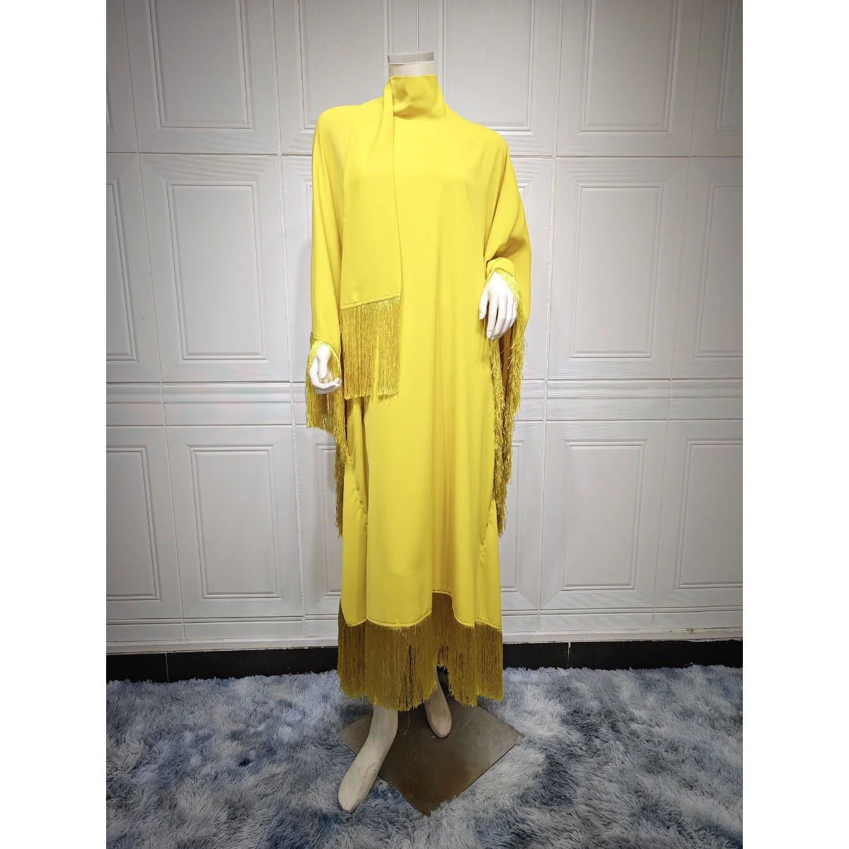Bat Sleeve Tassel Kaftan | Party Dress with Flowy Fringe Details (MA288) - Image 20