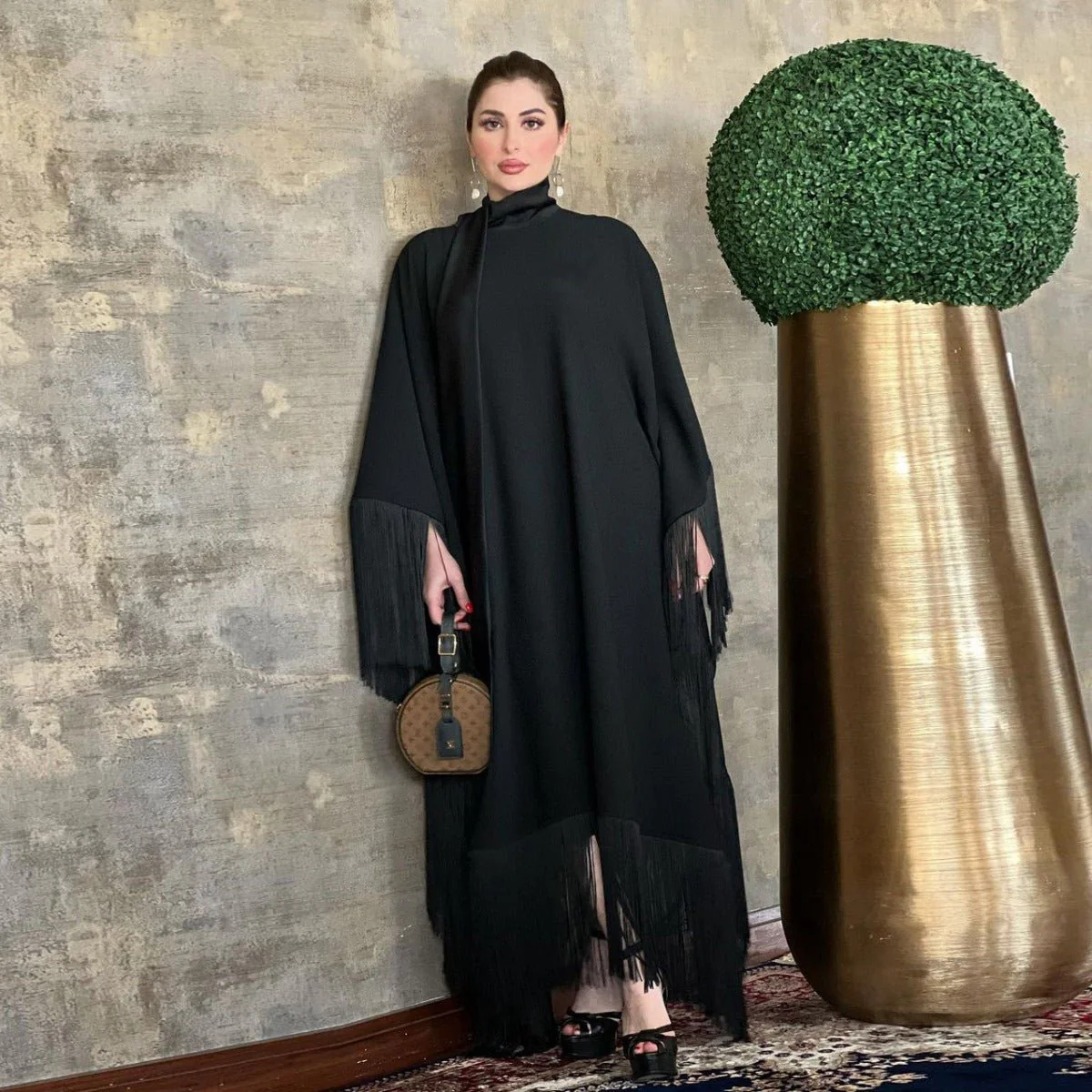 Bat Sleeve Tassel Kaftan | Party Dress with Flowy Fringe Details (MA288) - Image 21