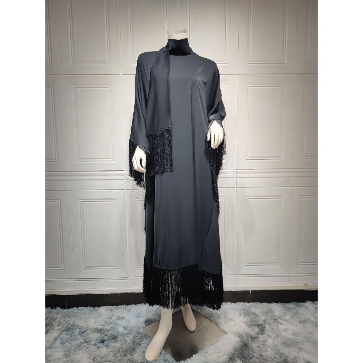 Bat Sleeve Tassel Kaftan | Party Dress with Flowy Fringe Details (MA288) - Image 22