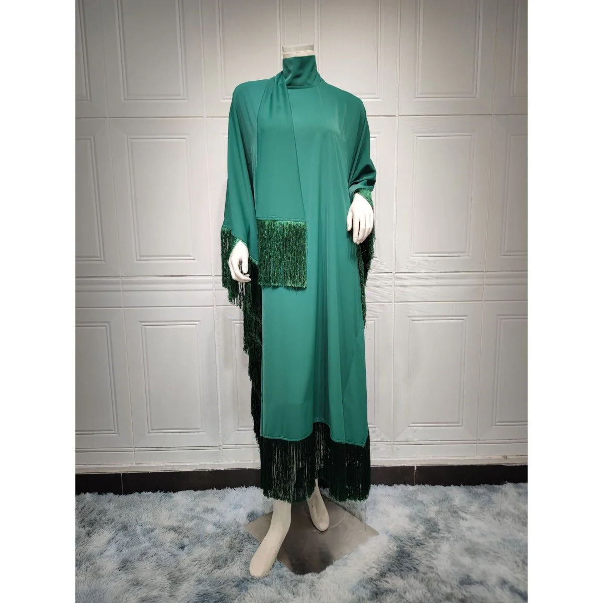 Bat Sleeve Tassel Kaftan | Party Dress with Flowy Fringe Details (MA288) - Image 24