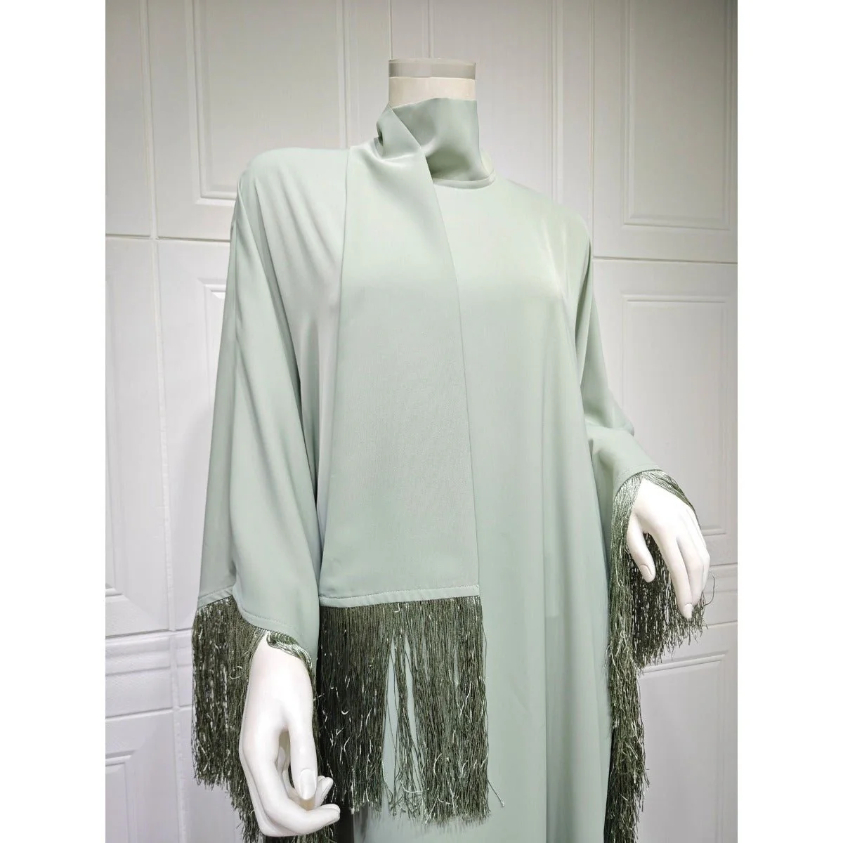 Bat Sleeve Tassel Kaftan | Party Dress with Flowy Fringe Details (MA288) - Image 28