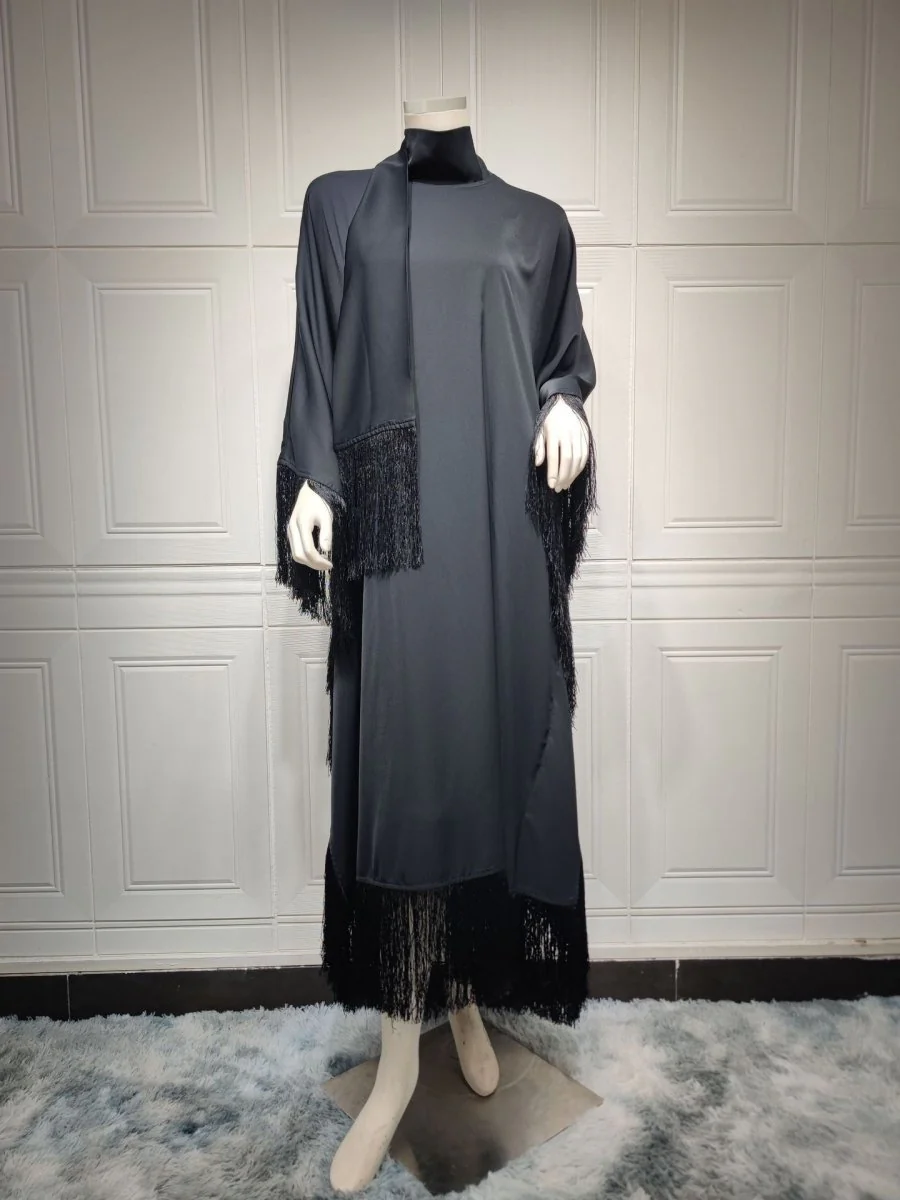 Bat Sleeve Tassel Kaftan | Party Dress with Flowy Fringe Details (MA288) - Image 35