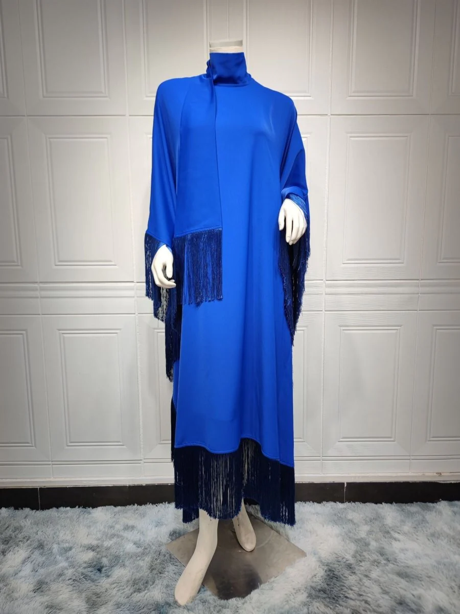 Bat Sleeve Tassel Kaftan | Party Dress with Flowy Fringe Details (MA288) - Image 37
