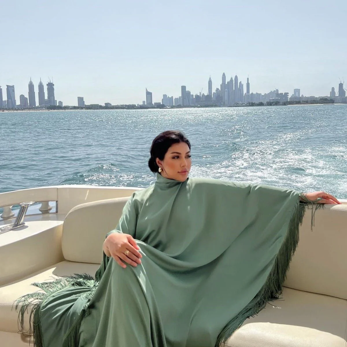 Bat Sleeve Tassel Kaftan | Party Dress with Flowy Fringe Details (MA288) - Image 6