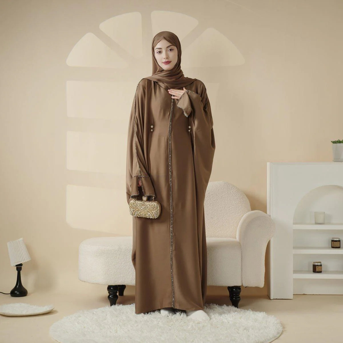 Batwing Abaya With Matching Hijab | Batwing Sleeve Abaya (MA041) - Image 3